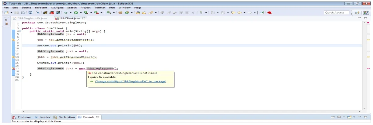Another object cannot be created in Singleton Design Pattern Another object cannot be created in Singleton Design Pattern