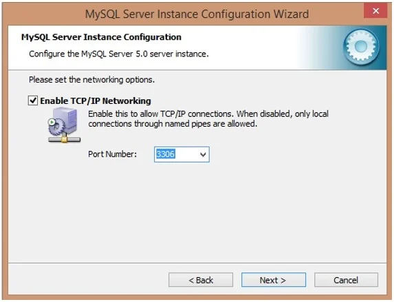 Give port number as 3306 and Click on Next. Give port number as 3306 and Click on Next