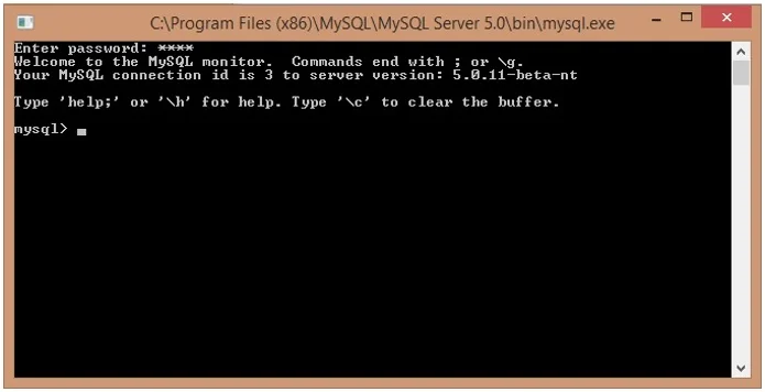 Now MySQL command prompt ready to use Now MySQL command prompt ready to use