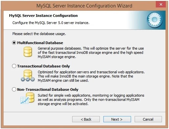 Select Multifunctional Database, Click on Next. Select Multifunctional Database, Click on Next