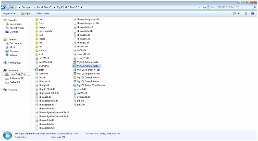 Double-click on MySQL Administrator. Exporting MySQL Database from MySQL Administrator