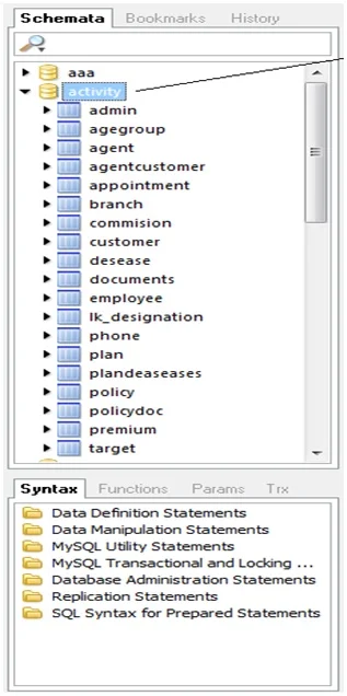 Now we can check in Schemata that database is created with all tables inside it. Now we can check in Schemata that database is created with all tables inside it