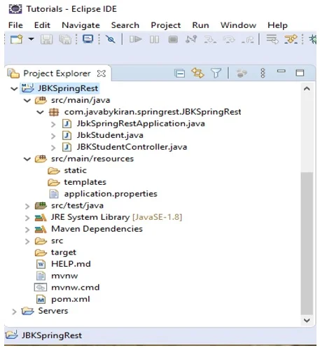 Structure of classes in Project Structure of classes Spring Project in Eclipse