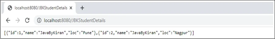 Output of Spring JSON Project in localhost Output of Spring JSON Project in localhost